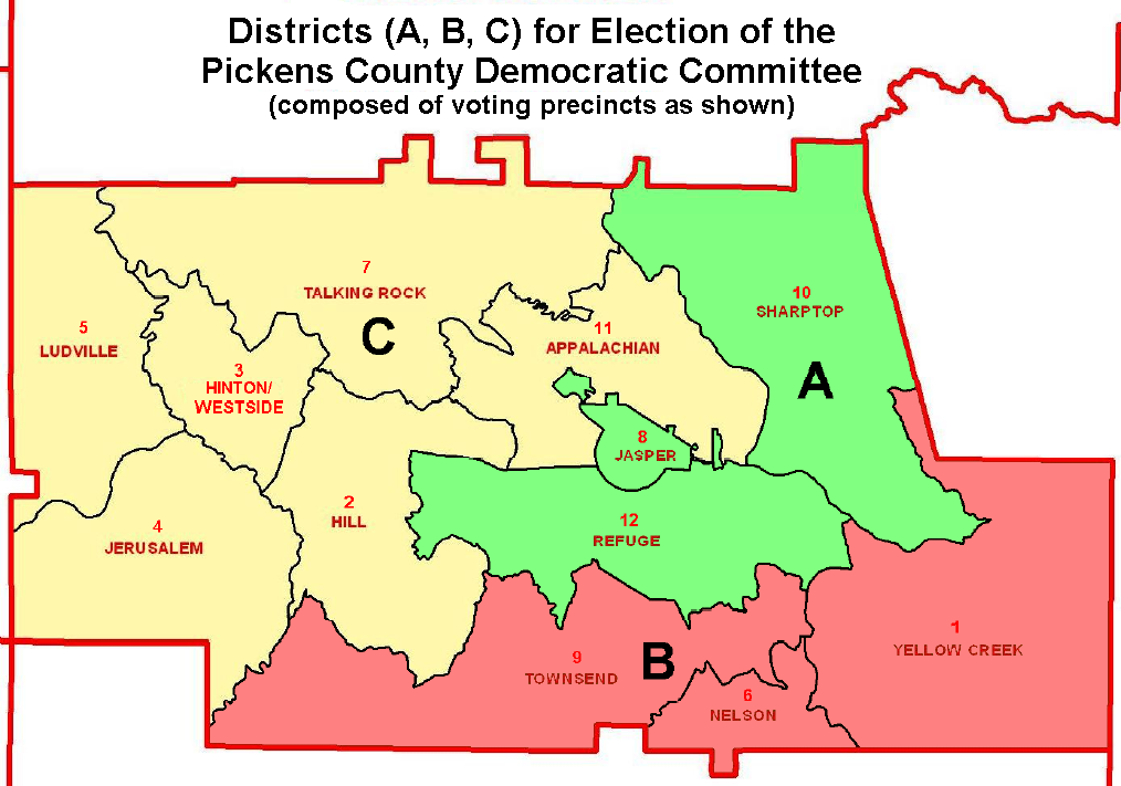 PCDC Districts map, precincts list below